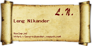 Leng Nikander névjegykártya